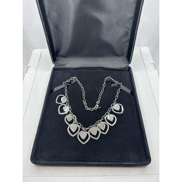 Steel by Design Adjustable Multi Heart Necklace Silver Tone Milor Italy 20" - Picture 3 of 9
